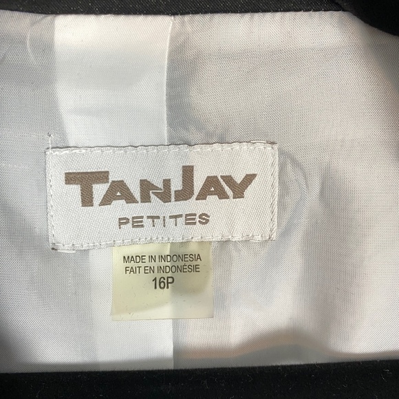 TanJay Petites Crop Sleeve Top Black Cut Outs over White Sz 16P - Picture 3 of 8